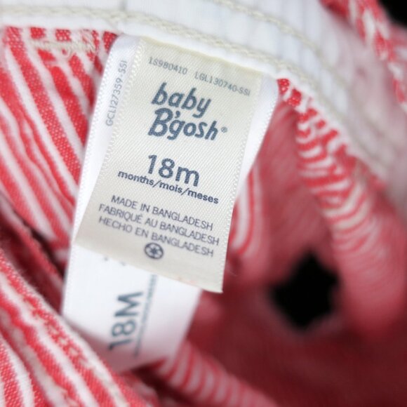 Oshkosh Vestbak Overall Bubble Suit Romper Red White Stripes Baby Unisex 18M - Picture 3 of 3